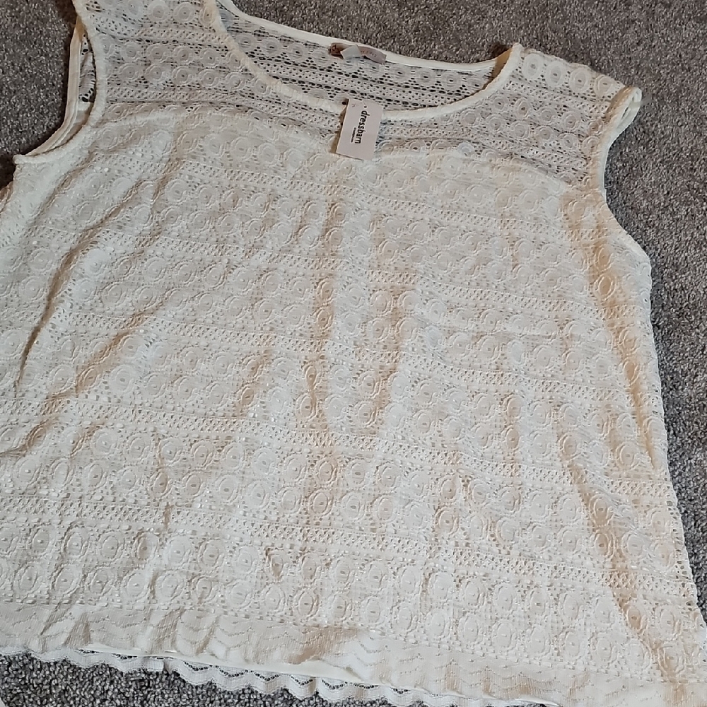 XX🖤 Dress Barn Lace Sleeveless Blouse - Cream